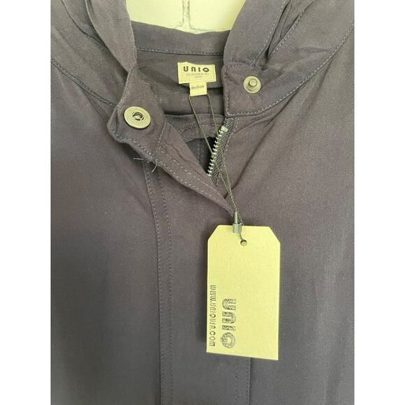 NWT UNIQ Navy Blue Hooded Sleeveless utility lightweight vest dress Size Medium - Picture 3 of 5